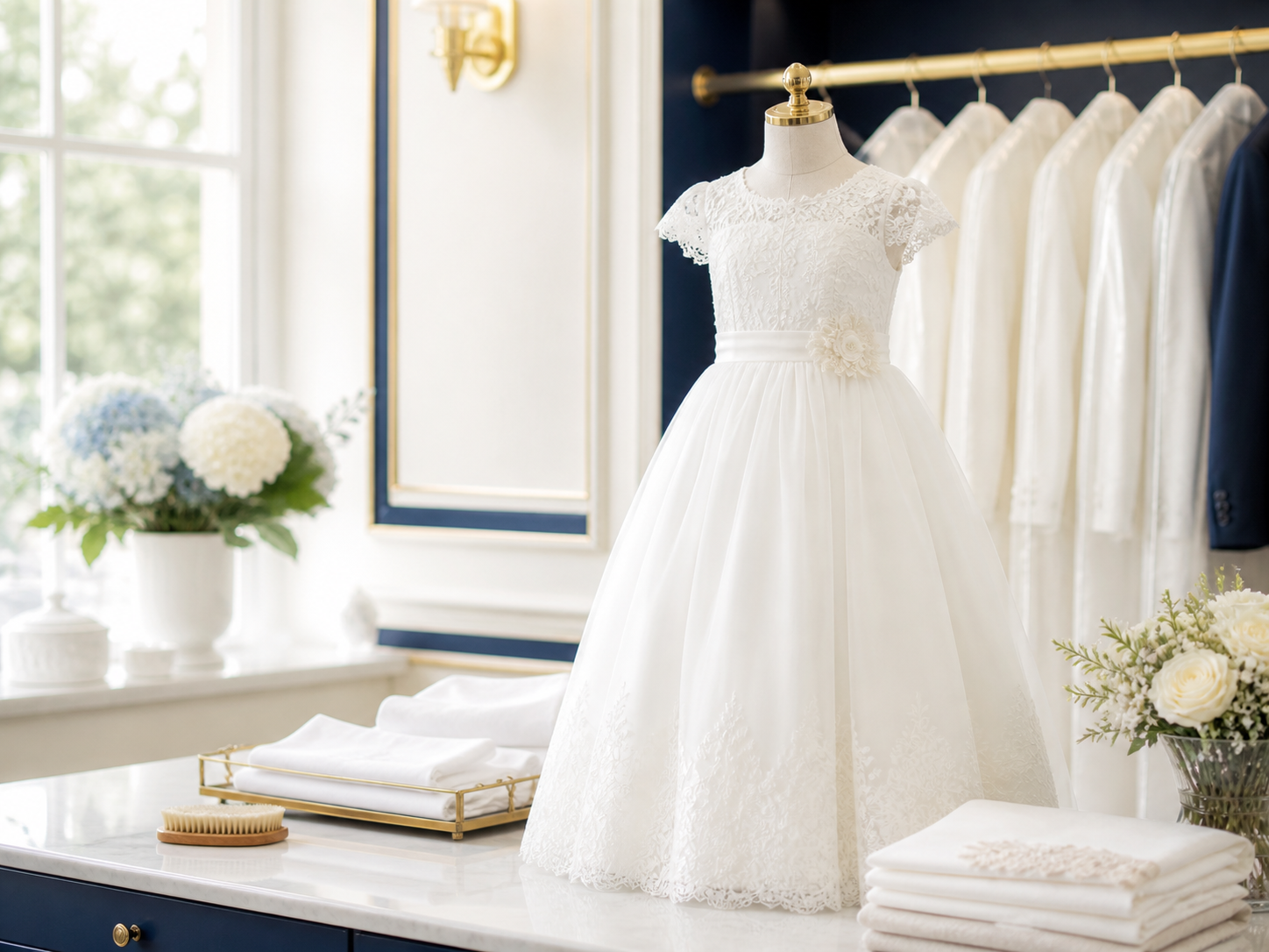 Limpieza de vestido de comunión de seda en Lorca