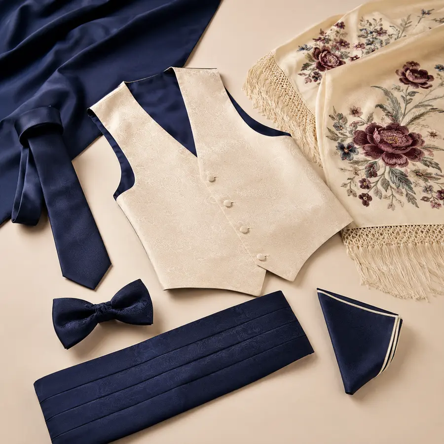 Corbatas, pajaritas, fajines y mantones para limpieza de boda