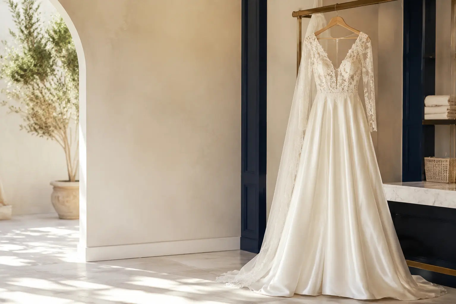 Vestido de novia preparado para limpieza profesional en Lorca